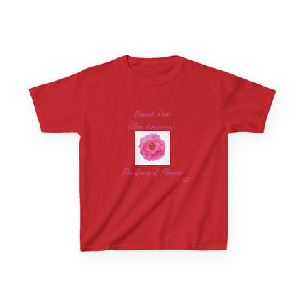 Kids Heavy Cotton Tee – Damask Rose Floral Design