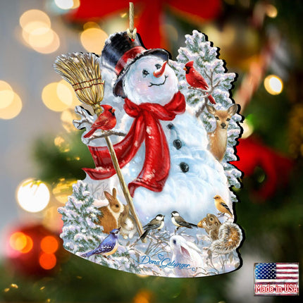 Old Worlds Snowman  Wooden Ornaments by Gelsinger - Christmas Santa Snowman Decor - 8161026-1624-2