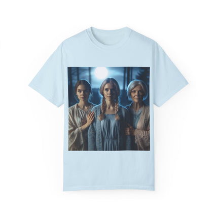 Mystical Sisterhood Tee – Garment-Dyed Shirt of Triple Goddess