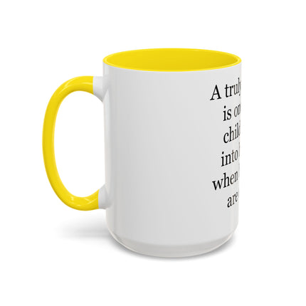 Accent Coffee Mug — "A Truly Rich Man" Inspirational Family Quote Mug