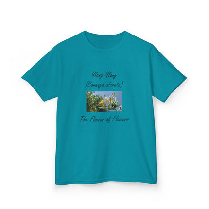 Ylang Ylang Kids Cotton Tee – “Flower of Flowers” Graphic Shirt
