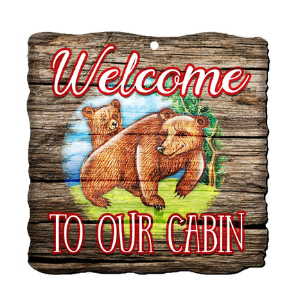 Welcome Cabin Bears Wall Door Hanger by G. DeBrekht - Wildlife Holiday Decor - 8114080H-4