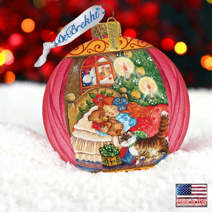 Night Before Christmas Glass Ornament by G. DeBrekht - Christmas Santa Snowman Decor - 73613-1