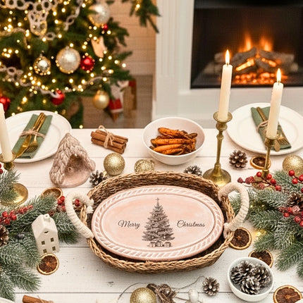 Bread Warmer & Basket - Christmas Tree Oval-1