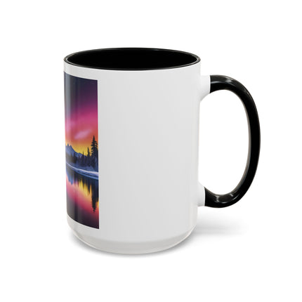 Aurora Lake Accent Coffee Mug — Northern Lights Landscape 11/15oz