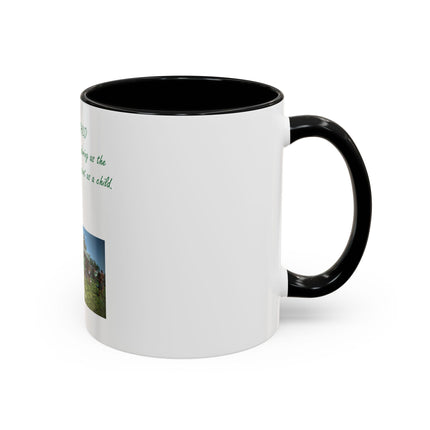 Flower Child Coffee Mug — 'Flower Child' Photo Mug with Green Script (11/15 oz)