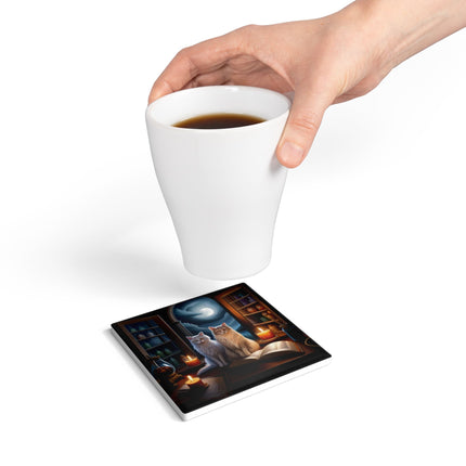 Enchanting Cat-Themed Ceramic Coaster Set for Cozy Homes