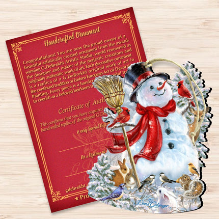Old Worlds Snowman  Wooden Ornaments by Gelsinger - Christmas Santa Snowman Decor - 8161026-1624-3