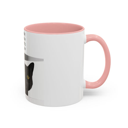 Black Cat Accent Mug – “In the Here In the Now” 11oz Ceramic Cup