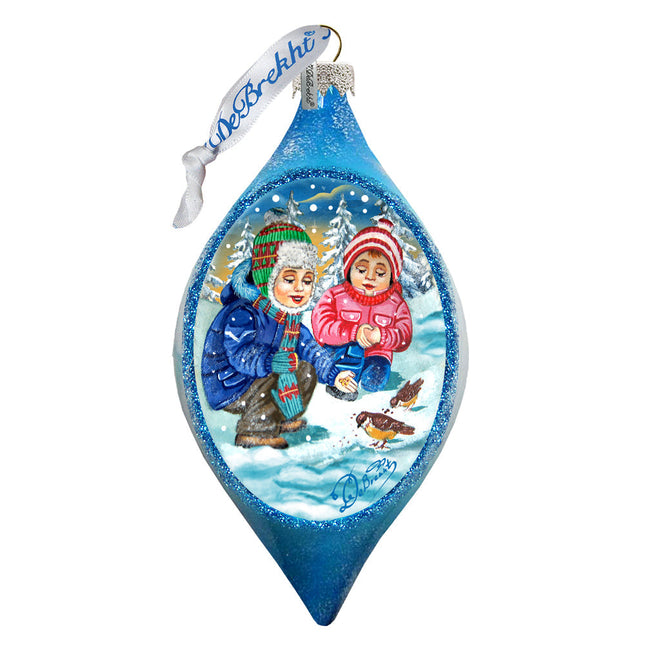 Feeding the Bird Glass Ornament by G. DeBrekht - 757-039-0