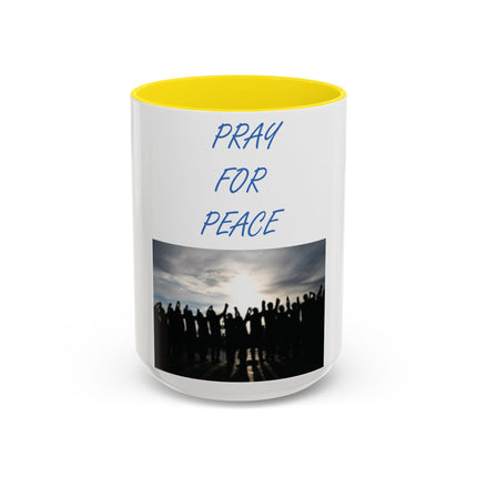 Ceramic Mug – “Pray for Peace” Message – 15oz Accent