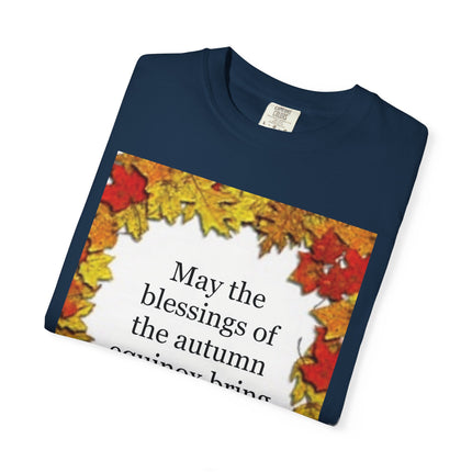 Autumn Equinox Blessings T-Shirt — Fall Leaves Balance & Harmony Tee