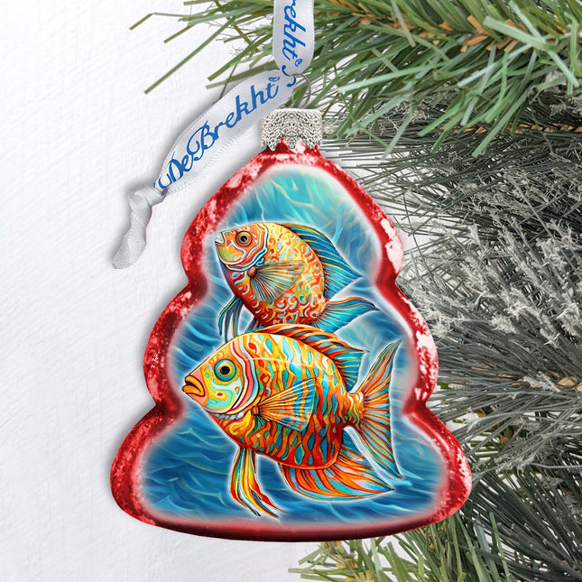 Holiday Coastal Decor - Colorful Fish Keepsake Glass Ornaments by G. Debrekht - Coastal Holiday Decor - 777404-0