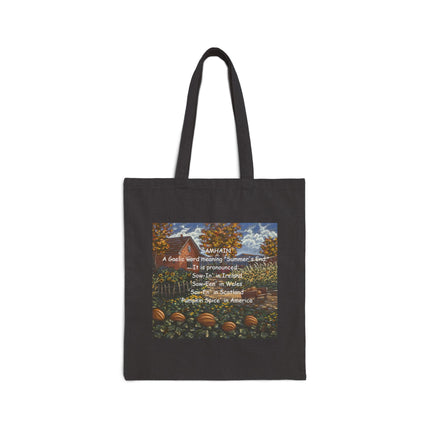 Samhain Pumpkin Spice Tote — Funny Samhain Pronunciation Cotton Canvas Tote