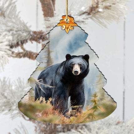 Alaskan Black Bear Tree Wooden Ornaments by G.Debrekht - Wildlife Holiday Decor - 870008-3