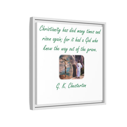 Framed Canvas Wall Art — G.K. Chesterton Easter Quote with Resurrection Image