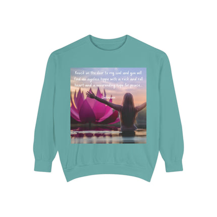 Inspirational Yoga Sweatshirt - 'Knock on the Door to My Soul'