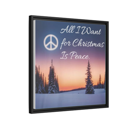 Framed Canvas Wall Art — "All I Want for Christmas Is Peace" Winter Landscape