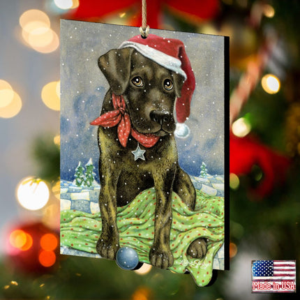 Flurries Fetch Fun Santa Dog by Laura Seeley - Pets Dog and Cats Decor - 8511025-LS-1