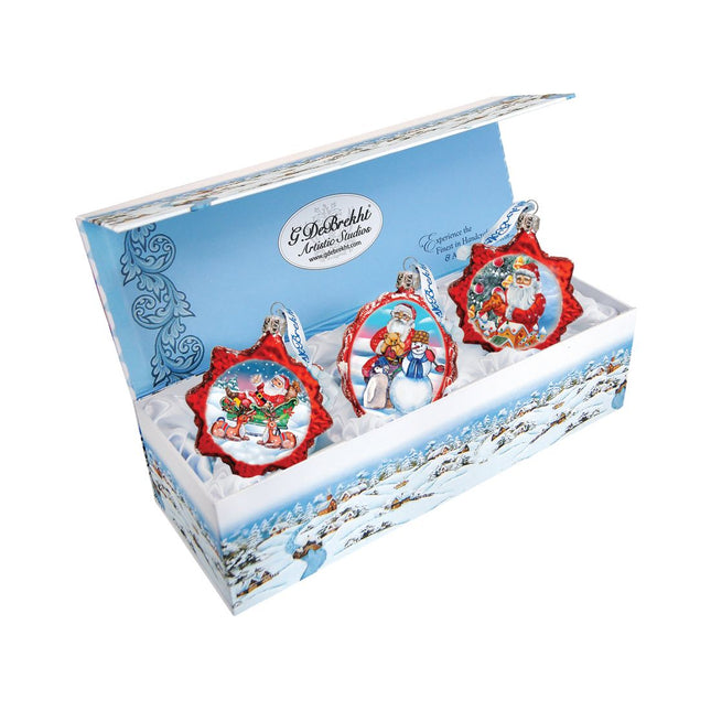 Christmas Gifts Mercury Glass Ornaments Set of 3 by G. DeBrekht - Christmas Santa Snowman Decor - 770126S3-0