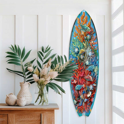 Surfboard Coastal Wall Art - Underwater Life Wall Art by G. DeBrekht - Coastal Holiday Decor - 8490135HS-4