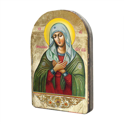 The Mother of God Tenderness Wooden Gold Plated Religious Orthodox Sacred Icon - Inspirational Icon Decor - 86012-4