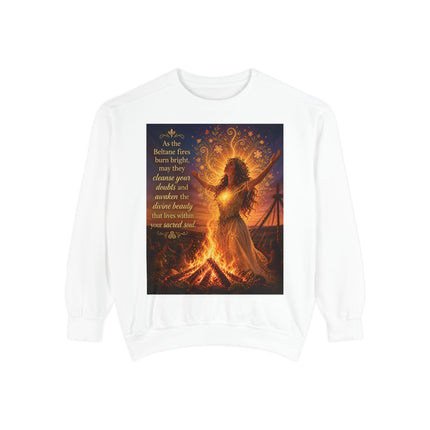 Bonfire Witch Sweatshirt — "As the Beltane fire burns bright" Pagan Festival Crewneck