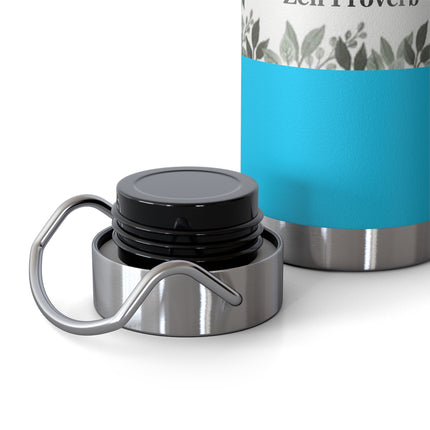 Zen Proverb 22oz Vacuum Water Bottle — Insulated Copper-Style Bottle with Leaf Border