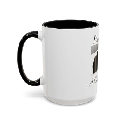 Proud to Be a Crazy Cat Person Accent Coffee Mug – Black Cat Lover Gift (11/15oz)