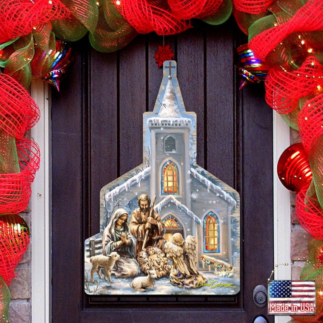 Nativity at the Chapel Nativity Door Decor by D. Gelsinger - Nativity Holiday Decor - 8121016H-1606-0