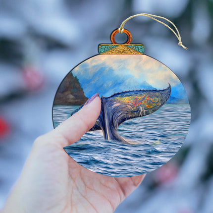 Rainbow Humpback's Tail Wooden Ornaments by G.Debrekht - Wildlife Holiday Decor - 870044-4