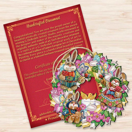 Easter Family Wreath Wooden Ornaments by G. DeBrekht - Easter Spring Decor - 8185301-3-3
