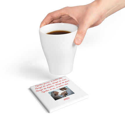 Romantic Ceramic Coaster Set - Together Forever Design