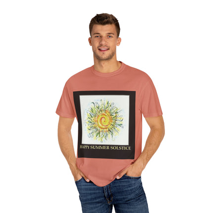 Summer Solstice Tee – Unisex Garment-Dyed Shirt with Sun Design
