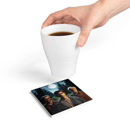 Mystical Forest Night Ceramic Coaster - Perfect for Home Décor & Gifts