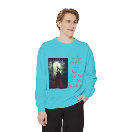 Inspirational Sweatshirt – “As Above So Below” Wiccan Design (Unisex)