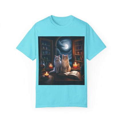 Magical Cats T-Shirt – Cozy Night Reading – Unisex Garment-Dyed