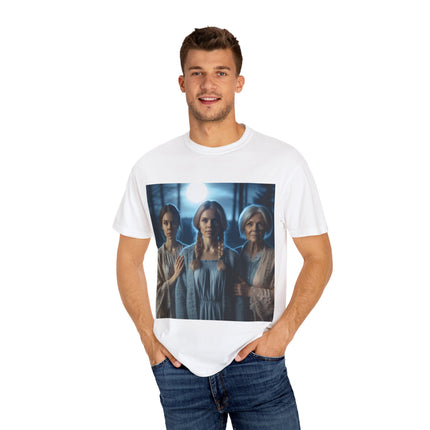 Mystical Sisterhood Tee – Garment-Dyed Shirt of Triple Goddess