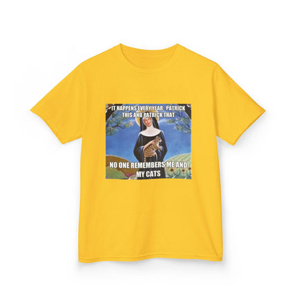 Funny Kids Cat Meme Tee – ‘No One Remembers Me and My Cats’