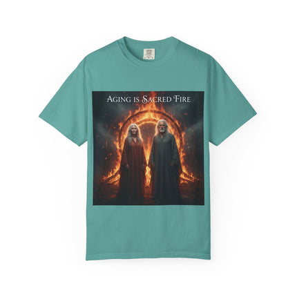 Aging Is Sacred Fire T-Shirt — Mystic Elder Flames Graphic Tee