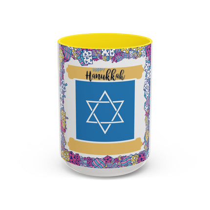 Happy Hanukkah Mug – 15oz Accent Ceramic Cup for Festive Joy