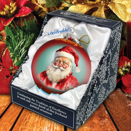 Captivating Smile of Santa Ball Glass Ornament by G. Debrekht - Christmas Santa Snowman Decor - 73376-3