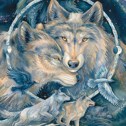 In Spirit I Am Free Wolves Ravens Wooden Wall Art by J. Bergsma - Nature Wildlife Decor - 85922723B-JB-1