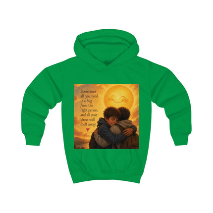 Kids Hoodie — 'Sometimes All You Need Is a Hug' Cozy Sunlit Hug Design