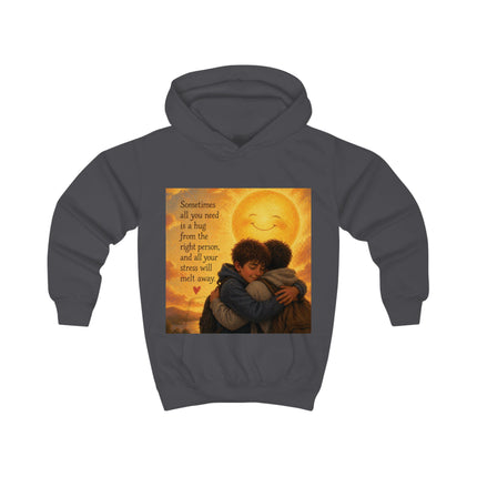 Kids Hoodie — 'Sometimes All You Need Is a Hug' Cozy Sunlit Hug Design
