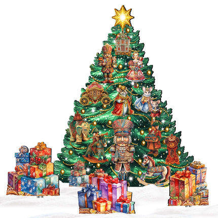 Nutcracker-Themed Christmas Tree Set Outdoor Indoor Décor Wooden Christmas Decoration by G. Debrekht Christmas Décor - 8191501F-G-4
