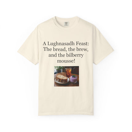 Lughnasadh Feast T-Shirt – “The bread, the brew, and the bilberry mousse!”