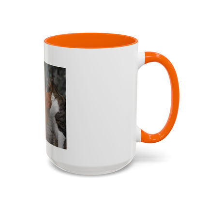 Coffee Mug — "Real Men Love Cats" Accent Ceramic Mug with Cat Photo (11/15 oz)