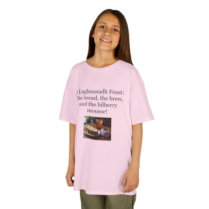 Lughnasadh  Kids Tee — “A Lughnasadh Feast: The bread, the brew, and the bilberry mousse!”