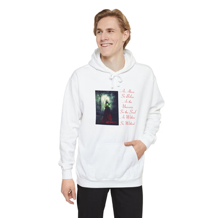 Witch in the Forest Hoodie — 'As Above, So Below...' Gothic Illustration Hoodie